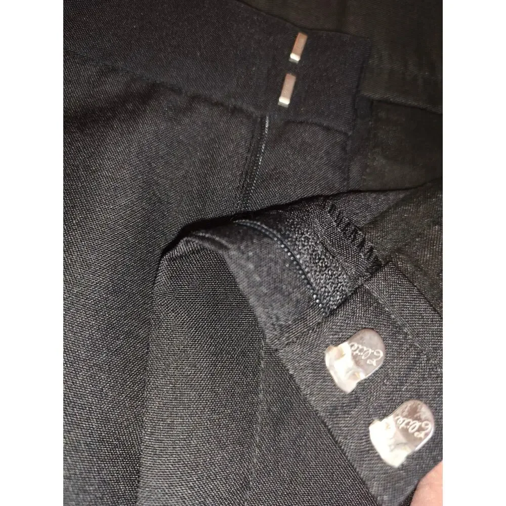Jean Yves Men's Black Tuxedo Pants 40R Adjustable Metal Buckle Satin Stripe Y2K